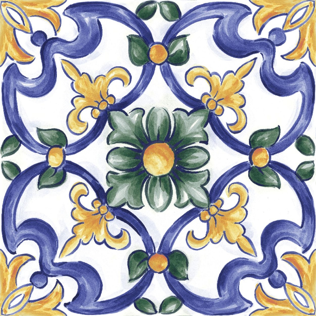 RAGNO AMURI 20X20 DECORO MAIOLICA TAPPETO 3 GLOSSY